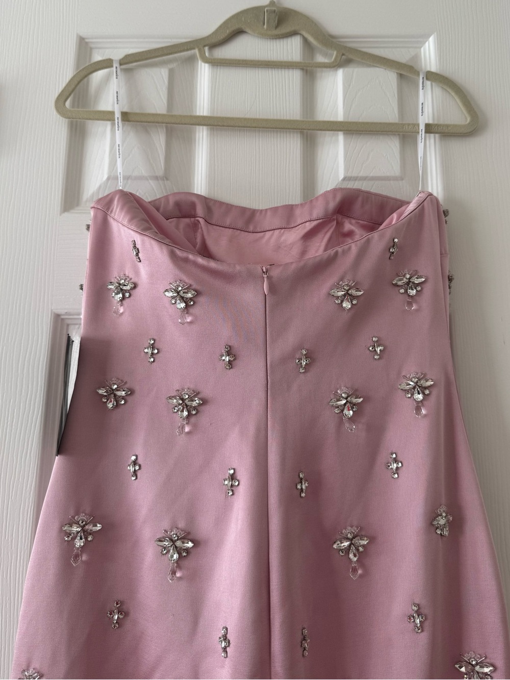 Retrofete Elise Strapless Crystal Embellished Satin Gown Pink NEW with tags - Picture 9 of 16